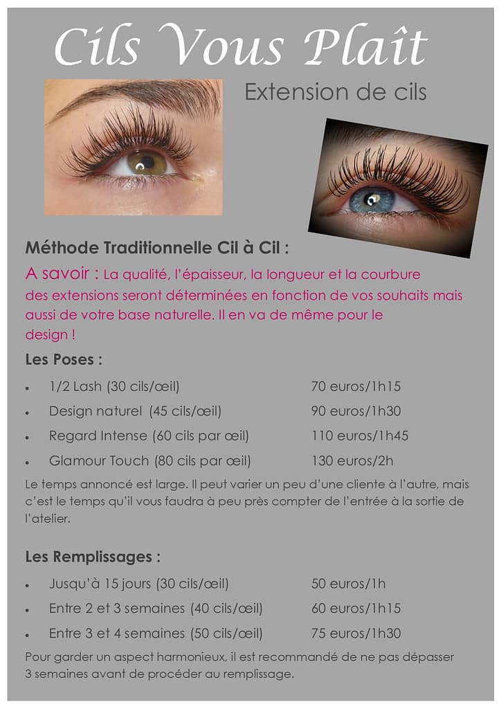 Cils vous plaît, Tarif extensions de cils, Aix-en-Provence